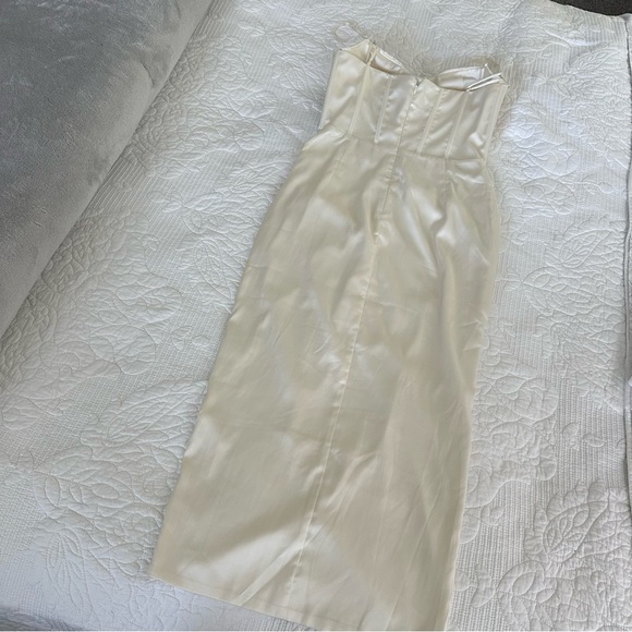 OH POLLY TENDERNESS Draped Skirt Corset Midi Dress in Ivory - Picture 6 of 7